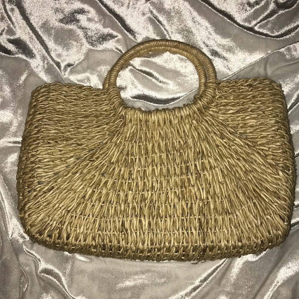 Woven straw purse, hand bag